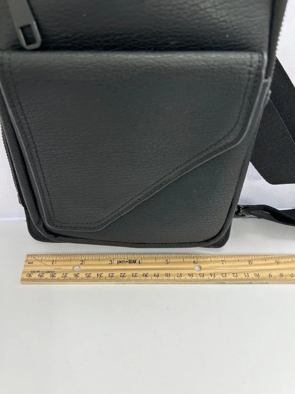 Black Crossbody Faux Leather Sling Crossbody Courier Bag Adjustable Strap Unisex - Picture 6 of 6
